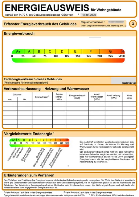 Muster eines Energieausweises