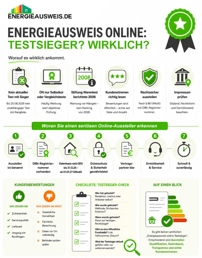 Energieausweis online Testsieger? Wirklich? Darauf sollten Sie achten.