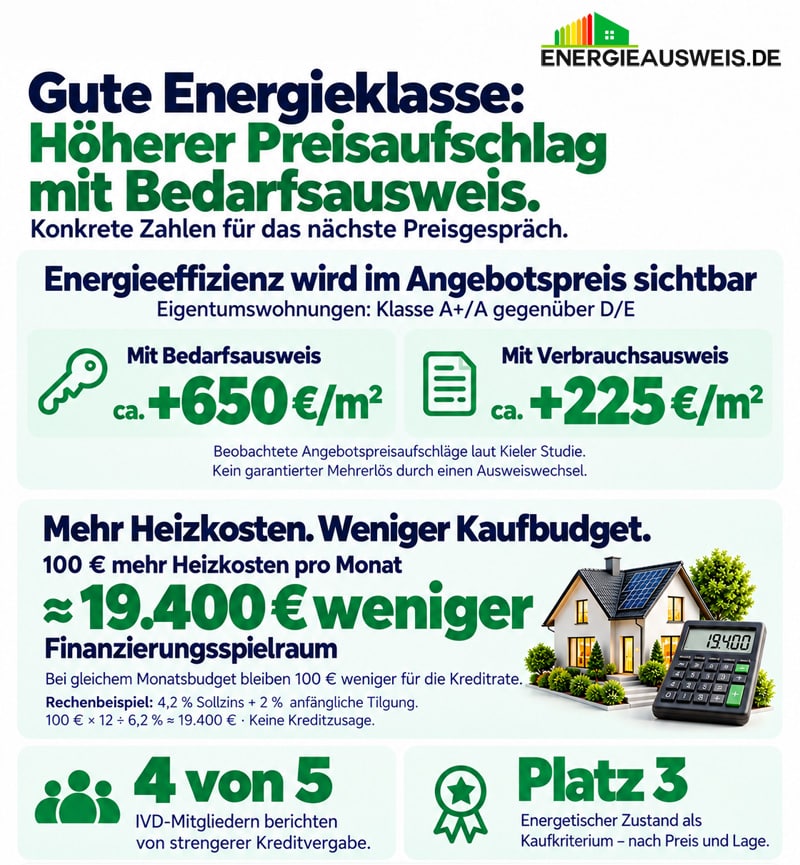 Darum ist ein Bedarfsausweis gegenüber dem Verbrauchsausweis vor allem bei energetisch guten Häusern die bessere Wahl.